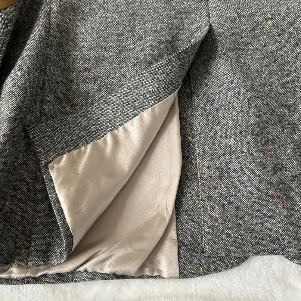 Vintage Austin Reed Wool Blazer 44R Tweed Gray Patch On Elbow USA Career